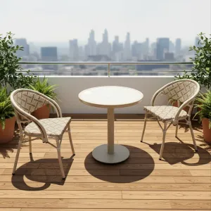 VANGARDEN Modern Outdoor Dining Set Teslin Fabric Chairs Aluminum Frame Table-UV-Resistant Durable Waterproof Quick-Dry Outdoor