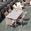 VANGARDEN Modern Solid Wood Outdoor Leisure Long Dining Table Terrace Aluminum Garden Furniture Courtyard Milk Tea Shop