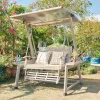VANGARDEN Modern 2-Seat L-shaped Aluminium Swing Bench Waterproof Cushions Outdoor Furniture Patio Courtyard Customized Logo