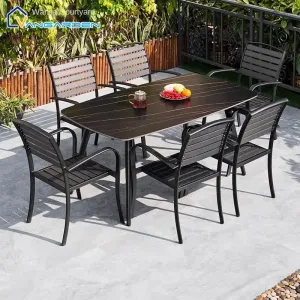 VANGARDEN Nordic Modern Durable Aluminum Foldable Metal Dining Table Chair Waterproof Outdoor Furniture 1-Year Warranty for