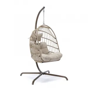 VANGARDEN Outdoor Metal Swing Chair Rocking Chair Quick-Dry Cushion Foldable Detachable Hanging Basket Seat 1 Person Modern