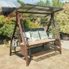 VANGARDEN Three Seat Modern Outdoor Swing Rocking Chair 3 Seater Leisure Swing Home Hammock with 2-Year Warranty