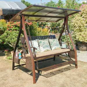 VANGARDEN Three Seat Modern Outdoor Swing Rocking Chair 3 Seater Leisure Swing Home Hammock with 2-Year Warranty
