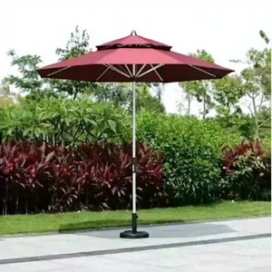 VANGARDEN Wine Red Modern Aluminum Alloy Waterproof 360 Tilting Kitchen Patio Double-top Milan Umbrellas Bases Outdoor