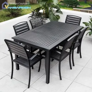 Waterproof Modern Outdoor Solid Wood Aluminum Alloy Tables Chairs Casual Dining Set Courtyard Garden Terraces Durable Sunscreen
