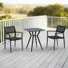 3p Modern Woven Rope Chair Square Sintered Stone Table Dining Set Weather Resistant Aluminum Frame 2-Seater Outdoor Furniture