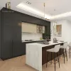 American Modular Kitchen Cabinet Luxury Wood Modern White Acrylic Countertop Custom Complete Kitchen Cabinets for Apartment Sink