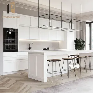 Apartment Custom Shaker Style Modular Kitchen Cabinet Set with Sink Hotel Grade Finish White Functional Elegance Modern Classic