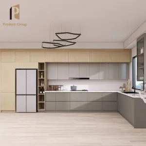 Apartment Luxury Modern Modular Smart Kitchen Cabinets Australia Full Melamine Laminate Resin Countertop Eco-friendly Waterproof
