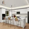 Apartment Modern Lacquer Acrylic Melamine Full L Shaped Custom Modular Luxury Kitchen Cabinets with Sink and Faucet