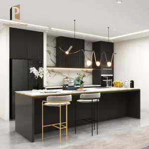 Apartment Modular Eco-friendly Waterproof Marble Resin Lacquer Melamine Custom Kitchen Cabinets Modern Design