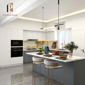 Assembled Modular Kitchen Cabinets Marble Laminate Resin Particleboard Construction Drawer Baskets Faucets-Modern Kitchen