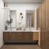 Australia Standard PVC Wooden Modern Stainless Steel Floating Bathroom Vanity Cabinet for Hotel Use