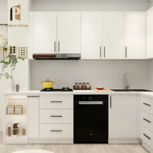 Australia White Kitchen Furniture Waterproof Particleboard Modular Kitchen Cabinets Marble Laminate Modern Full Small Kitchen