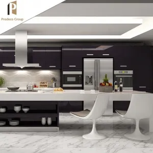 Best Design Modern Modular Hotel Kitchen Cabinets with Acrylic Finish Sink Apartment-Friendly Storage Solutions