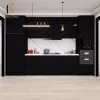 Black Display Small MDF Modern Modular Kitchen Remodel Cabinets Wood Lacquer Custom Furniture Laminate Resin Countertop Faucet