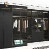 Black Glass Modern Luxury Wardrobe Closet with MDF Doors for Bedroom and Villa Use