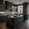 Black High End Apartment Project Lacquer Kitchen Cabinet Modern Complete Set Home Kitchen Cabinet Storage Kitchen Cabinets
