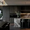 Black High End Apartment Project Wood Veneer Kitchen Cabinet Modern Set Full Design Home Kitchen Cabinet Storage Kitchen Cabinet