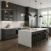 Black High End Villa Project Lacquer Kitchen Cabinet Modern Complete Set Home Kitchen Cabinet Storage Kitchen Cabinets