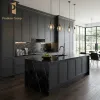 Black High End Villa Project PVC Waterproof Kitchen Cabinet Modern Complete Set Home Kitchen Cabinet Unit Kitchen Cabinets