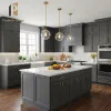 Black High End Villa Project Wood Veneer Kitchen Cabinet Modern Set Full Design Home Kitchen Cabinet Storage Kitchen Cabinets