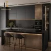 Black Kitchen Cabinet Matte Finish Modern Design High End Apartment Building Developer Project Kitchen Cabinets