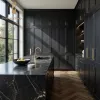 Black Light Luxury Townhouse Project Lacquer Kitchen Cabinet Modern Complete Set Home Kitchen Cabinet Unit Kitchen Cabinets