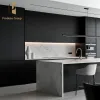 Black Light Luxury Villa Project Lacquer Kitchen Cabinet Complete Set Home High End Kitchen Furniture Kitchen Cabinets