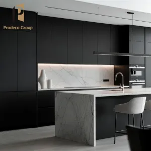 Black Light Luxury Villa Project Lacquer Kitchen Cabinet Modern Set Full Design Home Small Kitchen Unit Kitchen Cabinets