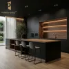 Black Luxury Apartment Project PVC Waterproof Kitchen Cabinet Modern Set Full Design Home Kitchen Cabinet Unit Kitchen Cabinets
