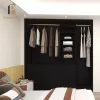 Built in Black Solid Wood Modern Bedroom Wardrobe with MDF Doors for Villa Storage