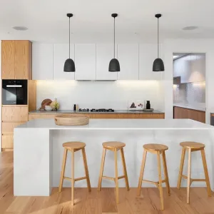 China Factory Supply Modular Modern Kitchen Cabinet Particleboard Construction Hinge Drawer Basket Faucet for Small Kitchens