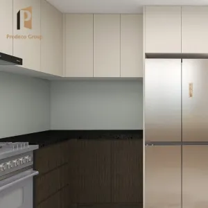 Cocina China Prefab Modular Kitchen Cabinet Marble Laminate Countertop Sink Faucet Drawer Basket-Modern Design for Apartment Use