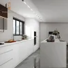 Cocina Contemporary Modular Kitchen Cabinets Full White Large Space Furniture with Marble Resin Countertops and Drawer Baskets