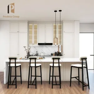 Cocina Modular Kitchen Cabinets RTA Shaker White American Marble Laminate Drawer Basket Eco-friendly Modern Design