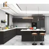 Cocina House Prefab Modular Melamine Marble Laminate Resin Drawer Basket Eco-friendly Modern Design Kitchen Cabinets