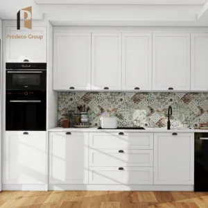 Cocina White Shaker Modular Kitchen Cabinets Resin Marble Laminate Countertop Sink Drawer Basket Small Kitchen Pantry Storage