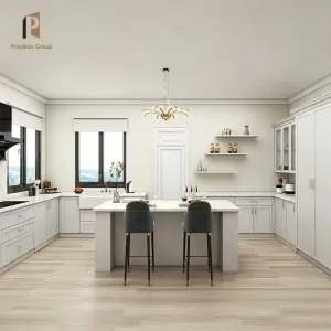 Complete Wood Kitchen Cabinet Shaker American White Luxury Full RTA Laminate Resin Faucet