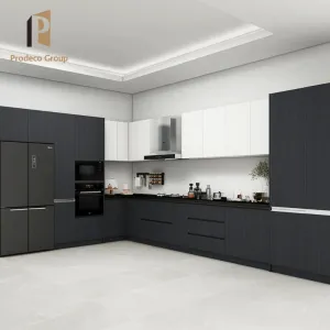 Custom Modern Kitchen Cabinet Set Particleboard Construction Marble Laminate Resin Countertops Eco-friendly Waterproof Design