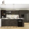 Custom Modern Modular Kitchen Storage Cabinets with Wood Veneer Walnut Finish Sink Faucet Hinge for Apartment Use-Eco-Friendly