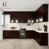 Custom Modular Small Wood Modern Kitchen Unit Cupboards Cabinet Set Sink Artificial Marble Countertop Eco-friendly Drawer Basket