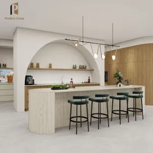 Custom Round Modular Modern Wood PVC Kitchen Cabinets with Sink Faucet Hinge for Apartment Complete Kitchen Design Set