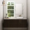Custom Stainless Steel Framed Mirror Bathroom Vanity with Wood Plywood Construction Modern Style for Apartment Villa Use