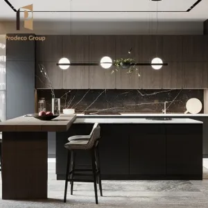 Custom White Free Standing Modular Kitchen Cabinets with Hdf Oak Wood Veneer Melamine Acrylic Sink Faucet-Full Modern Design