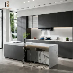 Customizable Modular PVC Modern Kitchen Cabinet System with Sink Flexible Configuration Waterproof Panels Project Ready