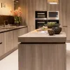 Customization Luxury Solid Wood Modular Kitchen Cabinet MDF Construction Marble Sink Faucet Included for Apartment Use