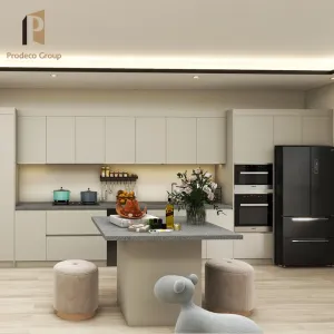 Flat Pack Eco-friendly Marble Laminate Resin Melamine Lacquer Full Modern Kitchen Cabinet with Drawer Basket
