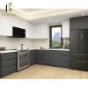 Flat Pack Lacquer Full Black Modular Kitchen Cabinets Marble Laminate Resin Modern Small Complete Unit Plywood Construction