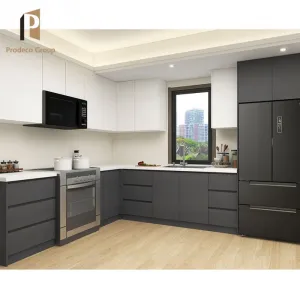 Flat Pack Lacquer Full Black Modular Kitchen Cabinets Marble Laminate Resin Modern Small Complete Unit Plywood Construction